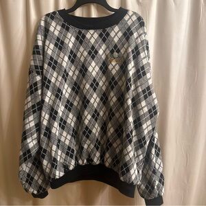 Roche Black and White Argyle Crewneck Sweater
